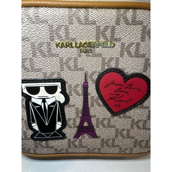 Karl Lagerfeld Paris Crossbody Purse Camera Bag MSRP $178 Modern City Artsy Logo - Picture 7 of 15